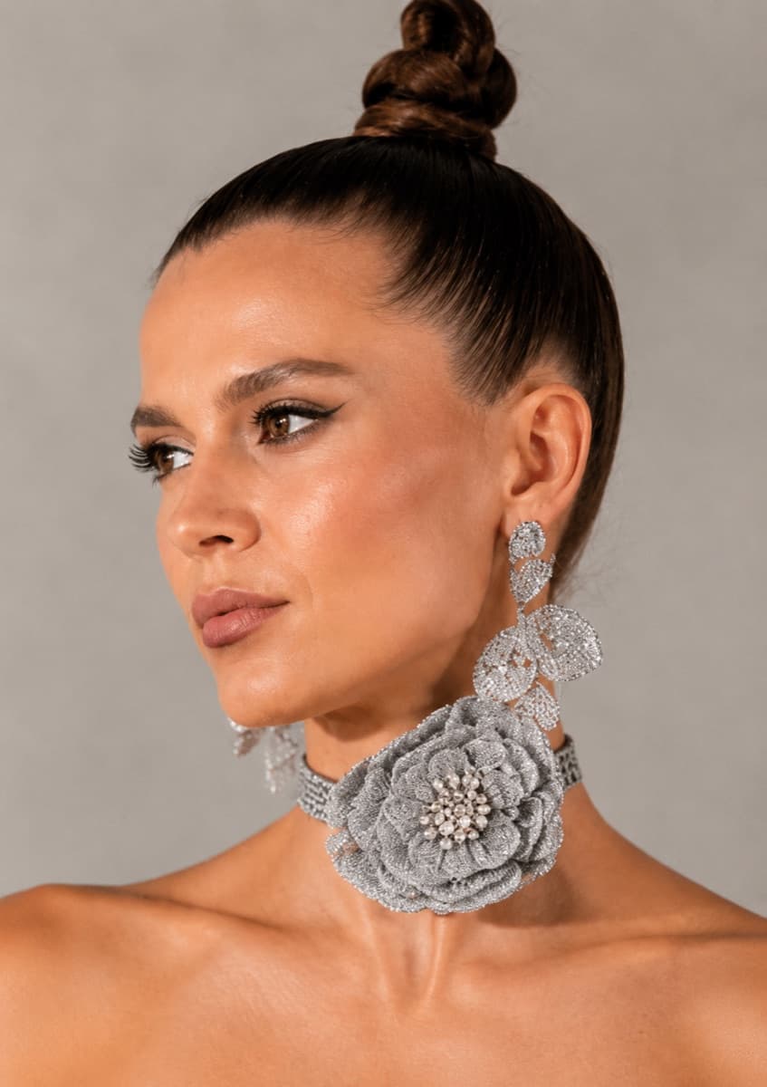 Handmade crochet headpiece and earrings
